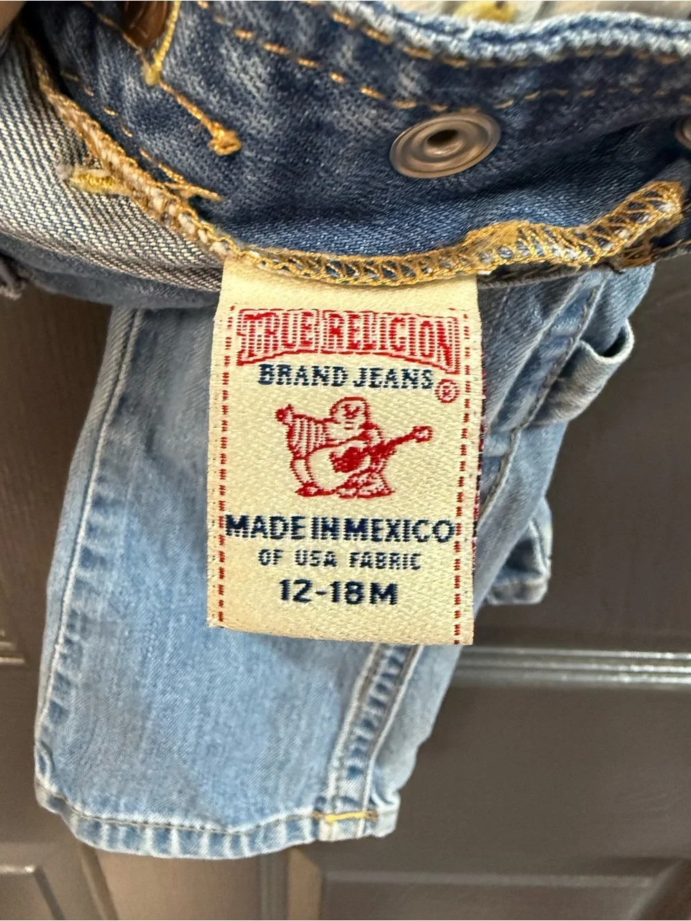 Vintage True Religion 100% Cotton Made of USA Fabric Denim Kids Overalls
